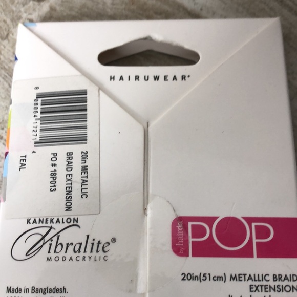 Pop by Hairdo 20” Teal Hair Extension Metallic Clip In Braid Extension Gift NEW - Picture 14 of 15
